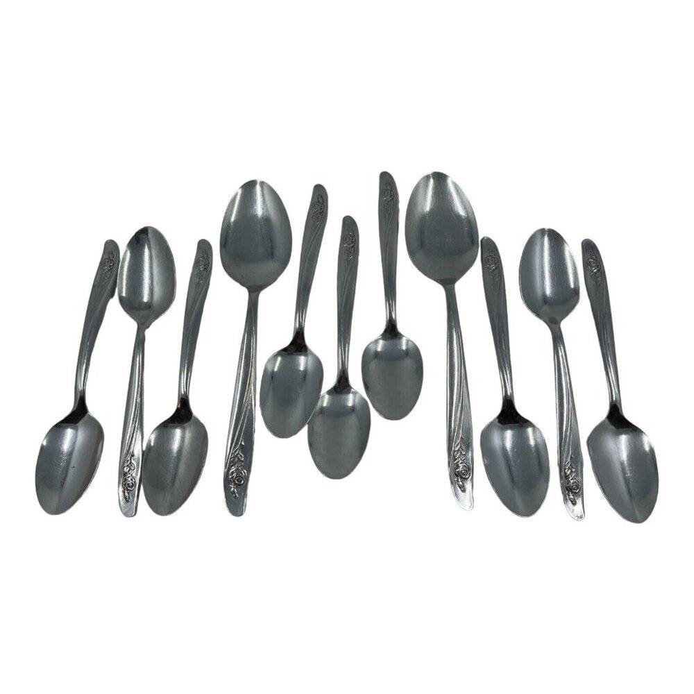 Oneida Roseanne Flatware 2 Oval Soup Spoon 9 Teaspoon Set Stainless